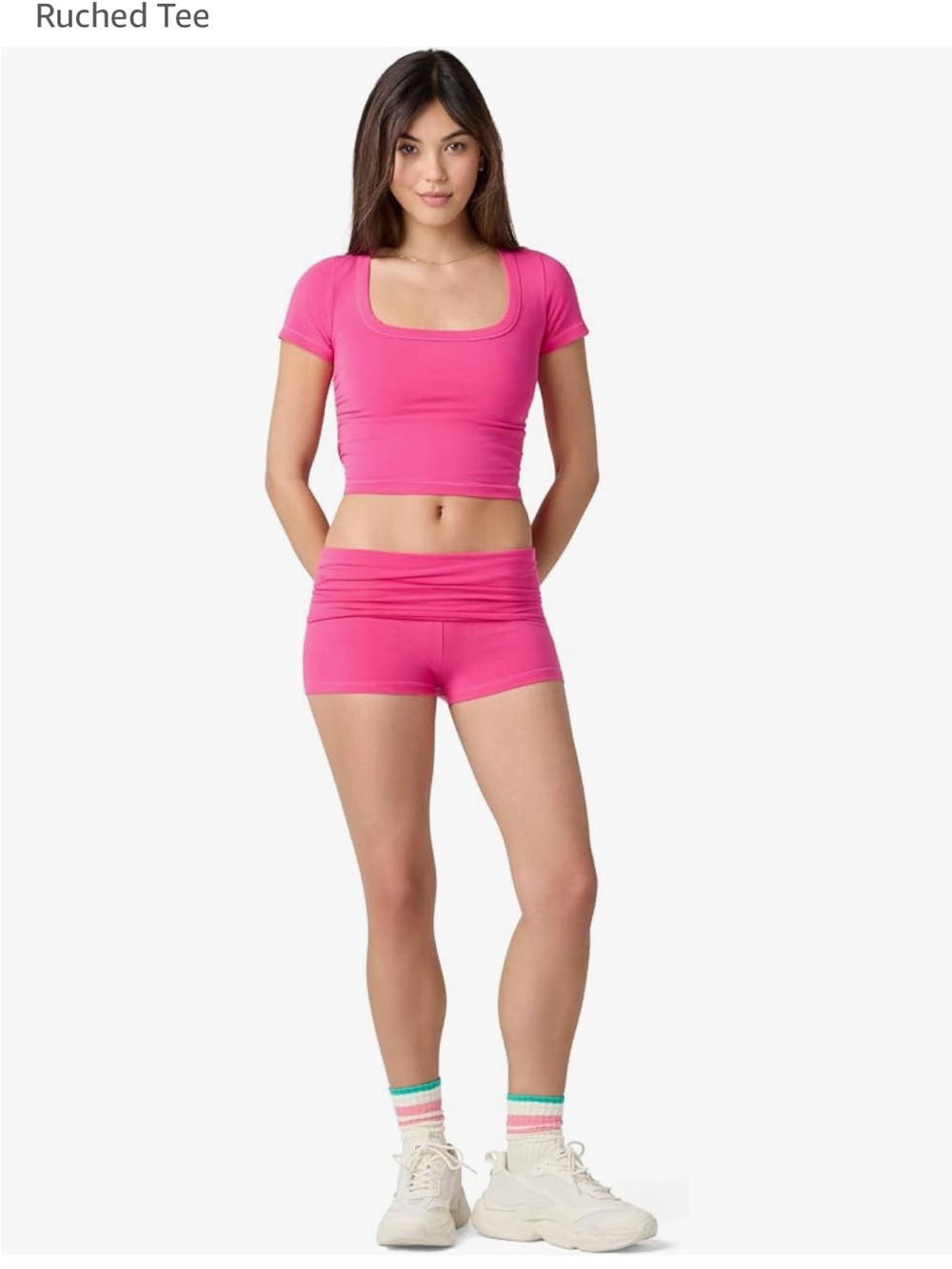 Florence by Mills Ruched Crop Tee - Pink